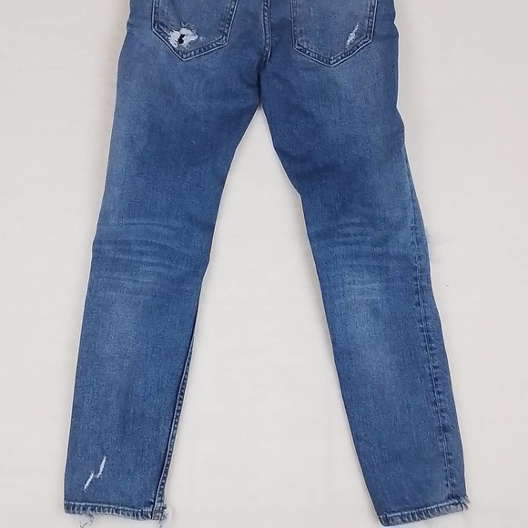 Zara Mid Rise Skinny Jeans Size 2 in Light Wash Denim w/ Distressing - Picture 9 of 13